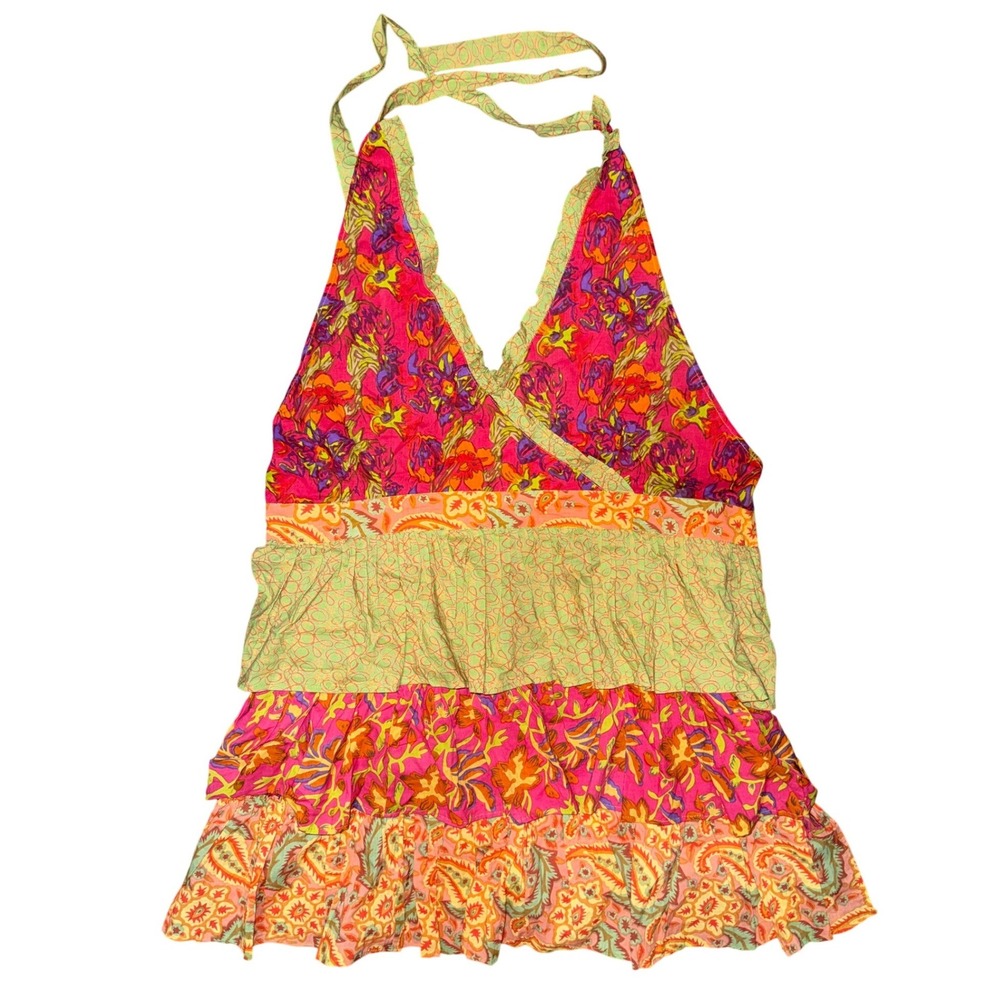Pier 1 Floral Tiered Halter Kitchen Apron Boho Maximalist Dopamine Cottagecore